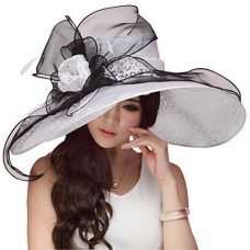 Mujer Wide Brim Hat Kentucky Derby Church Tea Party Wedding Summer Fancy Sun Cap 3877408991578 eb-63095077